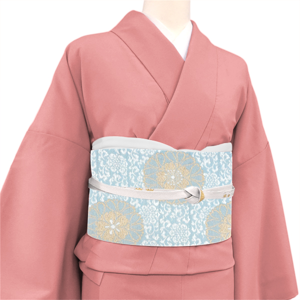 某機屋 袋帯 西陣織 絹 スリーシーズン着用可能 華文 桜 水色［165,000円］ 枚目