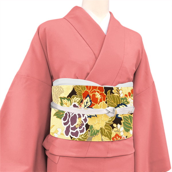 となみ織物 振袖用袋帯 西陣織 絹 松皮菱 四季花 金色［198,000円］ 枚目