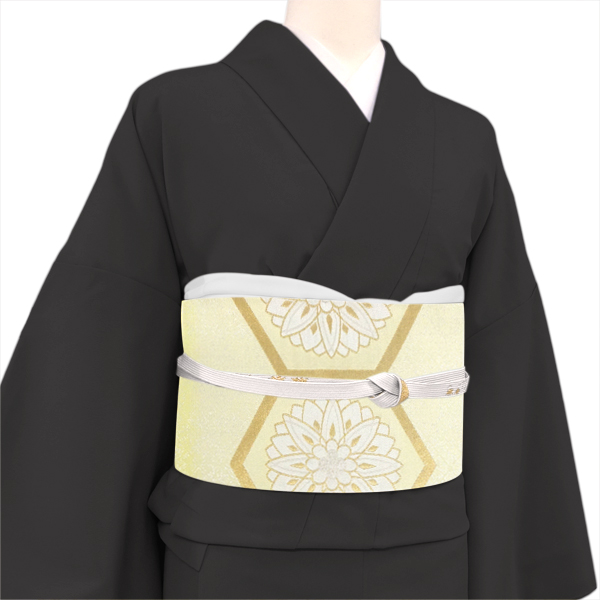 となみ織物 袋帯 九百佐賀錦 西陣織 絹 亀甲 菊 黄色［154,000円］ 枚目