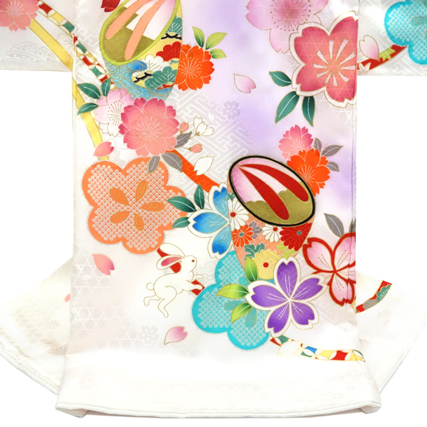 産着 女の子 正絹 花車 熨斗 こっぽり うさぎ 白［60,500円］ 枚目