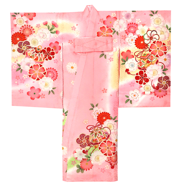 産着 女の子 正絹 鈴 桜 菊 梅 ピンク［82,500円］ 枚目