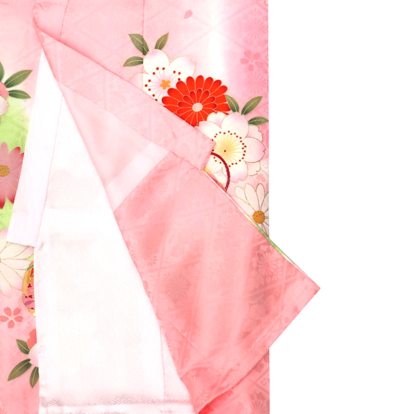 産着 女の子 正絹 鈴 桜 菊 梅 ピンク［82,500円］ 枚目