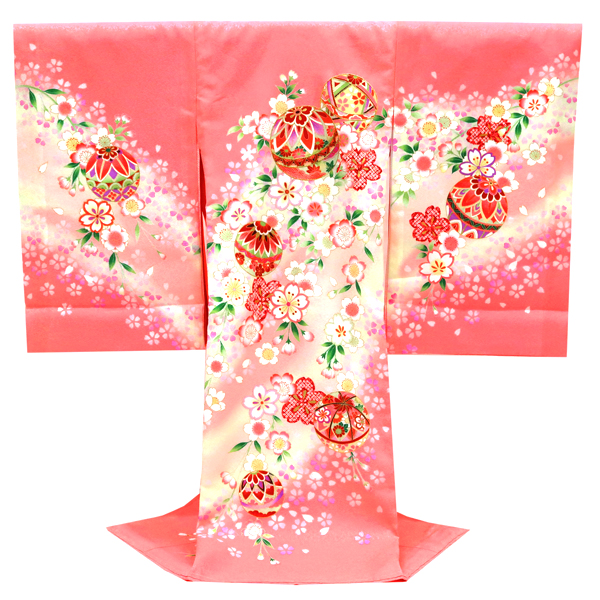 産着 女の子 正絹 毬 桜 ピンク［39,600円］ 枚目