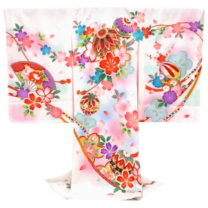 産着 女の子 正絹 毬 熨斗 桜 白［49,500円］