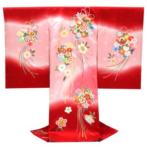 産着 女の子 正絹 暈し 薬玉 桜 ピンク 赤［88,000円］