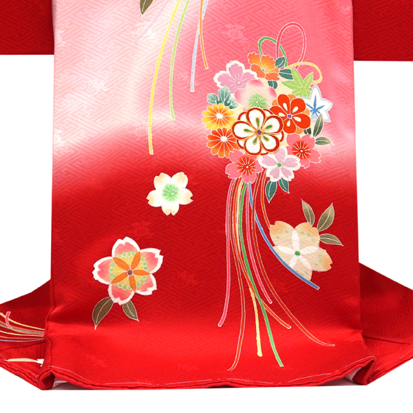 産着 女の子 正絹 暈し 薬玉 桜 ピンク 赤［88,000円］ 枚目