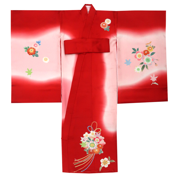 産着 女の子 正絹 暈し 薬玉 桜 ピンク 赤［88,000円］ 枚目