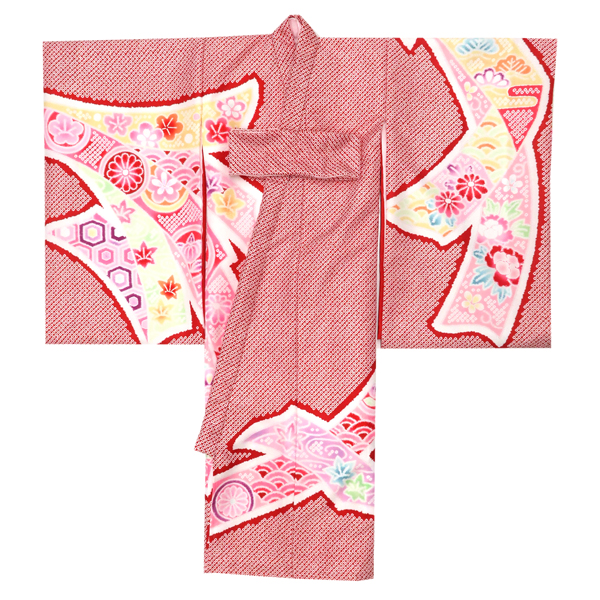 産着 女の子 ポリエステル 束ね熨斗 匹田 四季花 赤［41,800円］ 枚目