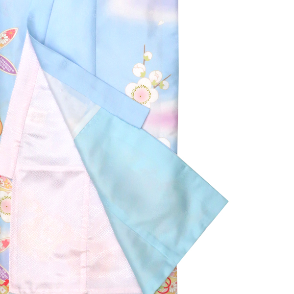 産着 女の子 ポリエステル 毬 梅 七宝 水色［38,500円］ 枚目