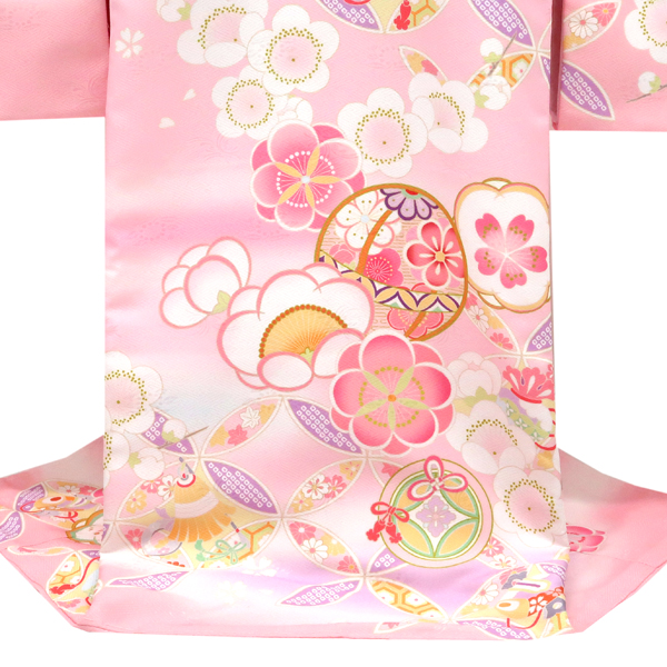 産着 女の子 ポリエステル 毬 梅 七宝 ピンク［38,500円］ 枚目