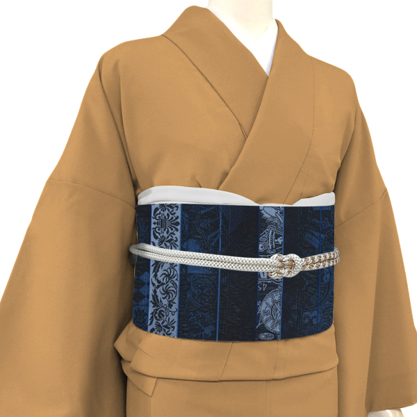大光 名古屋帯 西陣織 正絹 藍染め スリーシーズン帯 ネイビー 藍色 紺色［36,300円］ 枚目