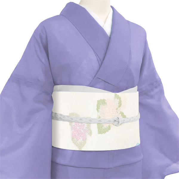沢本織物 夏絽名古屋帯 西陣織 正絹 紫陽花 白［29,700円］ 枚目
