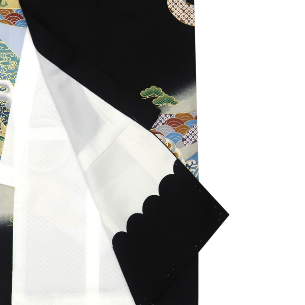 産着 男の子 京友禅 正絹 兜 束ね熨斗 黒［49,500円］ 枚目