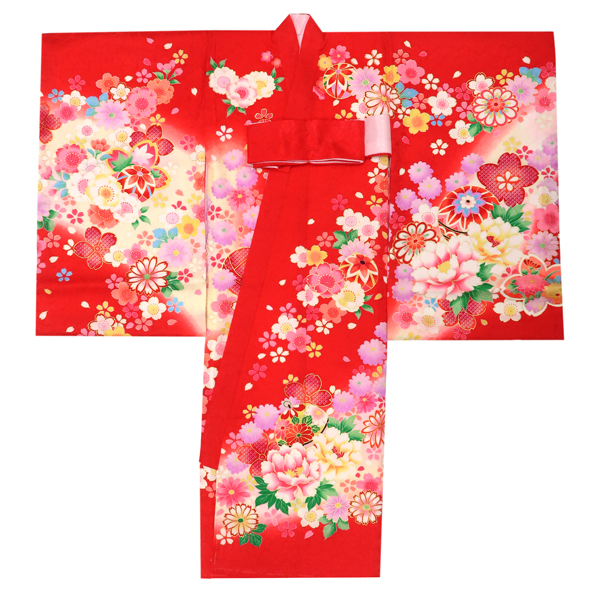 産着 女の子 京友禅 正絹 毬 熨斗 牡丹 桜 赤［39,600円］ 枚目