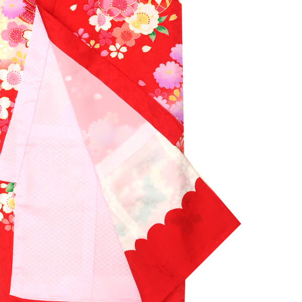 産着 女の子 京友禅 正絹 毬 熨斗 牡丹 桜 赤［39,600円］ 枚目