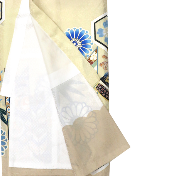 男の子 産着 京友禅 正絹 鷹 亀甲 矢羽根 ベージュ［62,700円］ 枚目