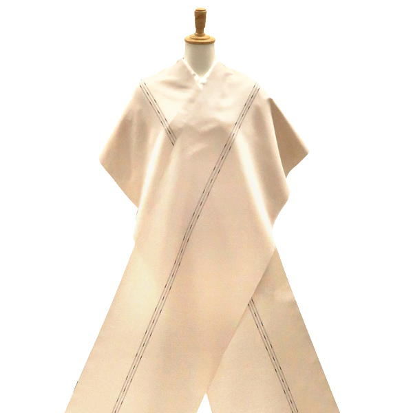 真綿紬 蕪重織物 着物 正絹 縞 ベージュ［168,300円］ 枚目
