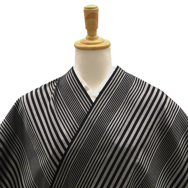 枡屋儀兵衛 本場縞大島 ストライプ グレー 黒［220,000円］ 枚目
