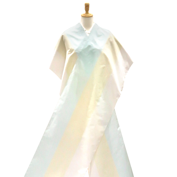 大島紬美幸 本場縞大島紬 縞 植物染め 白 水色 クリーム色［137,500円］ 枚目