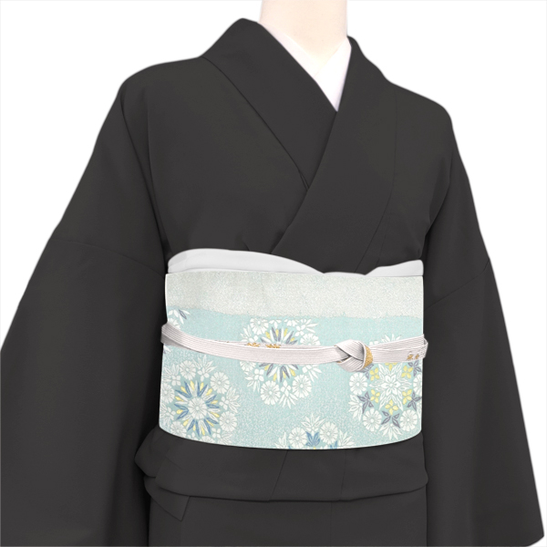 となみ織物 袋帯 九百佐賀錦 西陣織 絹 華文 水色［154,000円］ 枚目