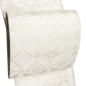 佐々木染織 絽袋帯 西陣織 絹 花七宝 白［36,300円］