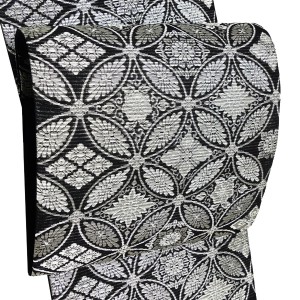 佐々木染織 絽袋帯 西陣織 絹 花七宝 黒［36,300円］