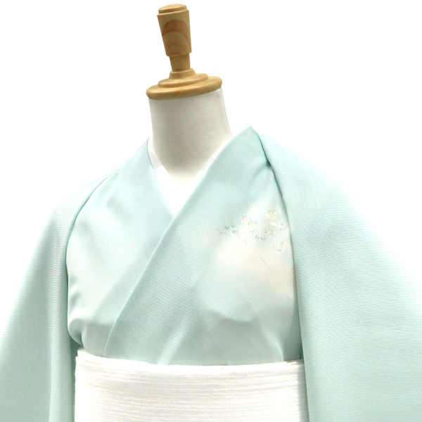 吉澤の友禅 絽夏付下訪問着 正絹 流水 萩 淡い青緑［176,000円］ 枚目