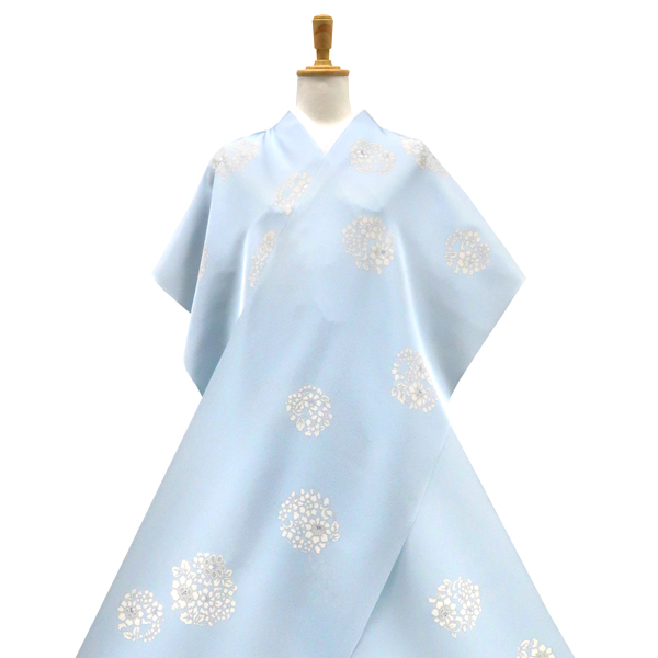 吉澤の友禅 小紋 正絹 唐花 花の丸 水色［165,000円］ 枚目