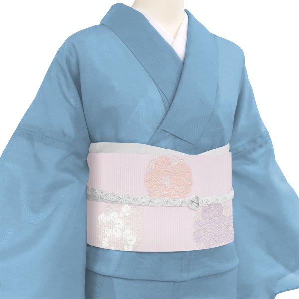 佐々木染織 夏絽名古屋帯 絹 西陣織 花の丸 紅藤色 薄紫［24,200円］ 枚目