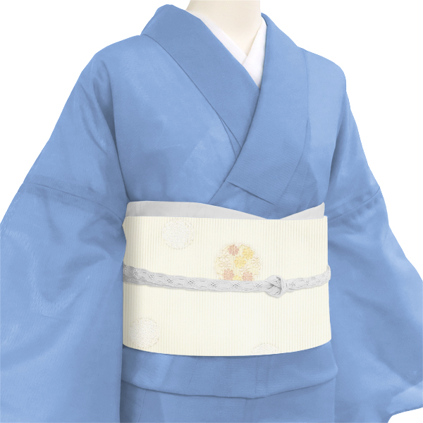 佐々木染織 夏絽名古屋帯 絹 西陣織 花雪輪 白［24,200円］ 枚目