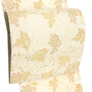 志都香 夏袋帯 本袋帯 西陣織 絹 葡萄唐草 ベージュ 生成り［99,000円］