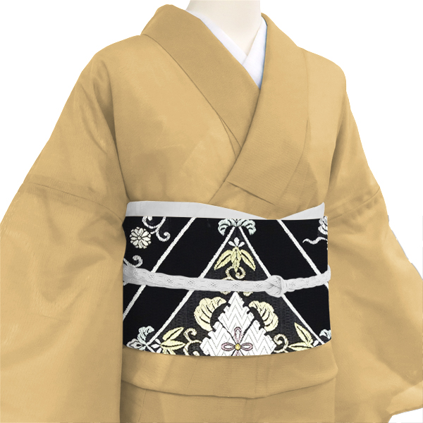 都（みやこ） 夏袋帯 西陣織 絹 菱取楽風文 花菱 黒［137,500円］ 枚目