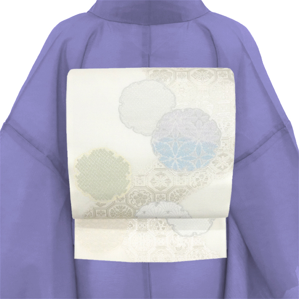 丸勇 夏袋帯 西陣織 絹 雪輪 白［48,400円］ 枚目