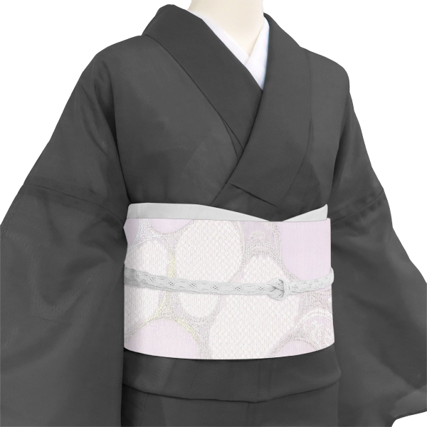 丸勇 夏袋帯 西陣織 絹 流水 光琳水 薄い赤紫 紅藤色［48,400円］ 枚目