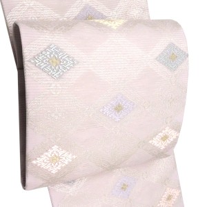 佐々木染織 夏帯 袋帯 薄赤紫 フォーマル 絽袋帯 礼装用 西陣織 菱 正絹［36,300円］