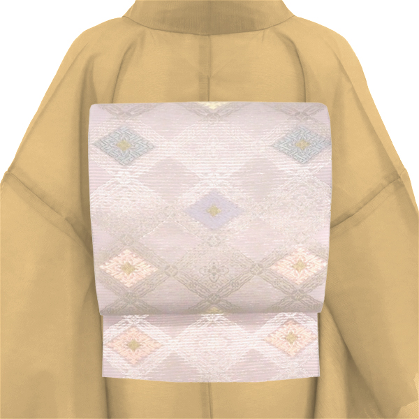 佐々木染織 夏帯 袋帯 薄赤紫 フォーマル 絽袋帯 礼装用 西陣織 菱 正絹［36,300円］ 枚目