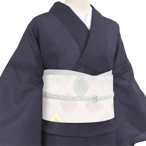 佐々木染織 夏帯 袋帯 薄赤紫 フォーマル 絽袋帯 礼装用 西陣織 菱 正絹［36,300円］ 枚目