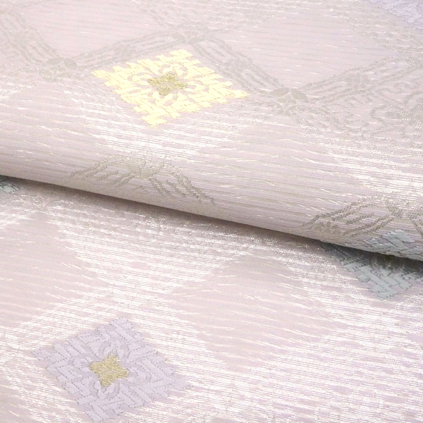 佐々木染織 夏帯 袋帯 薄赤紫 フォーマル 絽袋帯 礼装用 西陣織 菱 正絹［36,300円］ 枚目