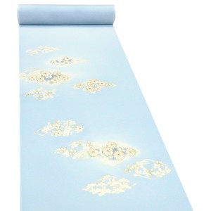 吉澤の友禅 絽夏付下訪問着 正絹 花菱 女郎花 菊 桔梗 萩 水色［187,000円］