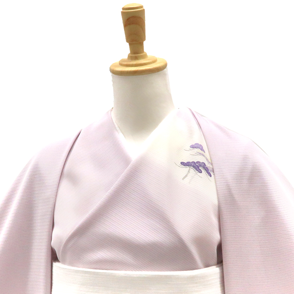 人間国宝 上野為二 絽夏付下訪問着 京友禅染め 正絹 霞 松 紅藤色 薄紫色［363,000円］ 枚目