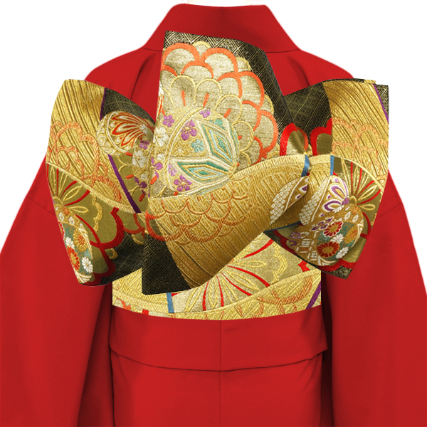 廣部商事 振袖用袋帯 西陣織 絹 毬 桜 菊 金 黒［35,200円］ 枚目