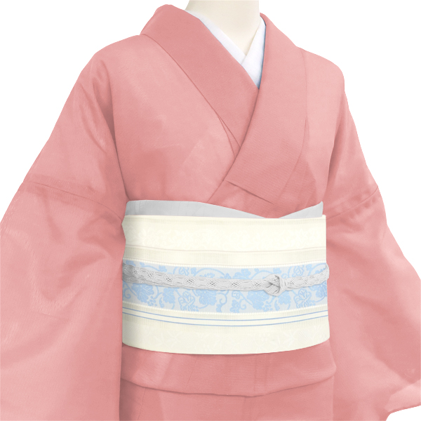 井上絹織 夏博多帯 正絹 葡萄唐草 間道 白色［55,000円］ 枚目