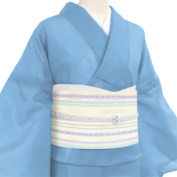 井上絹織 夏博多帯 正絹 独鈷柄 間道 白［55,000円］ 枚目