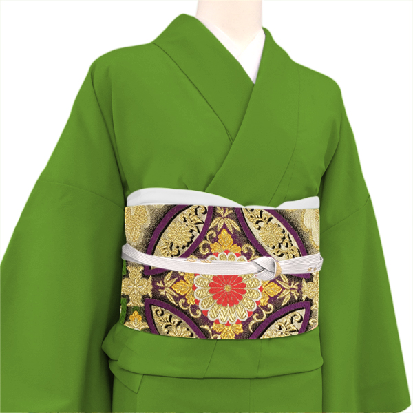 廣部商事 振袖用袋帯 西陣織 絹 花七宝 黒［35,200円］ 枚目