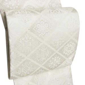 佐々木染織 夏袋帯 西陣織 絹 菱 白［36,300円］