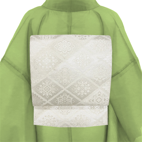 佐々木染織 夏袋帯 西陣織 絹 菱 白［36,300円］ 枚目