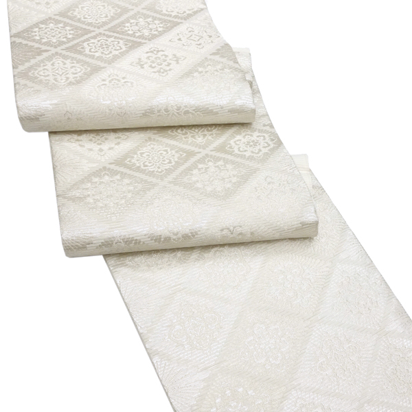 佐々木染織 夏袋帯 西陣織 絹 菱 白［36,300円］ 枚目