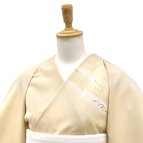 一富司 絽夏付下訪問着 京友禅染め 正絹 荒波 刷毛目 霞 疋田 ベージュ［181,500円］ 枚目