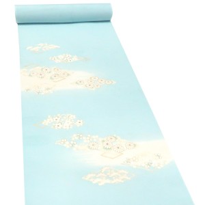 吉澤の友禅 絽夏付下訪問着 京友禅染め 正絹 花菱 秋草 水色［187,000円］