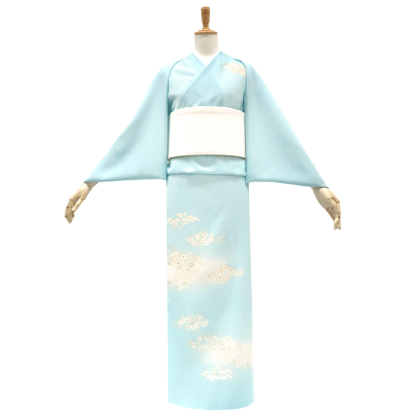 吉澤の友禅 絽夏付下訪問着 京友禅染め 正絹 花菱 秋草 水色［187,000円］ 枚目